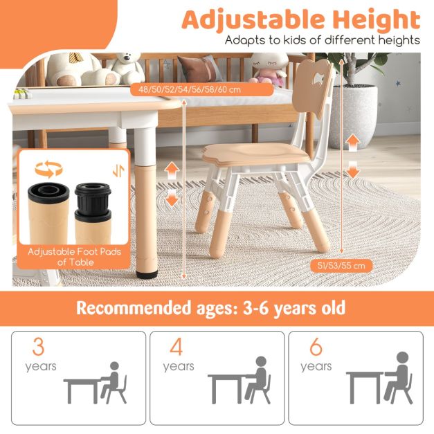 4-Piece Kids Table and Chairs Set with Graffiti-Style Desktop for Home & School