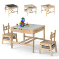 Kids 4-in-1 Wooden Activity Desk Set with Table & Chairs (Bear Shape)