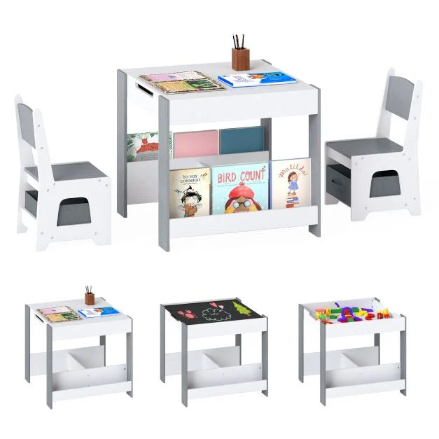 Wooden Kids Table and Chairs Set for Toddler Activities