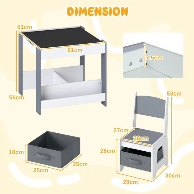 Wooden Kids Table and Chairs Set for Toddler Activities