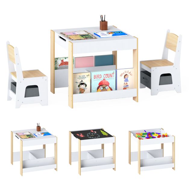 Wooden Kids Table and Chairs Set for Toddler Activities