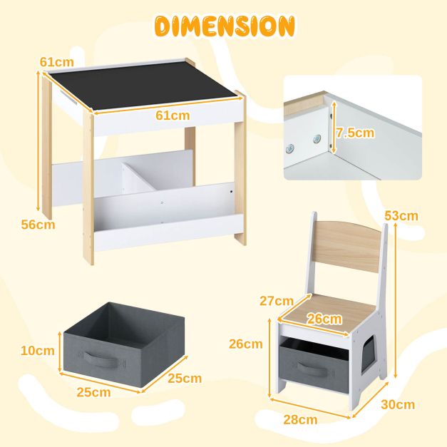 Wooden Kids Table and Chairs Set for Toddler Activities
