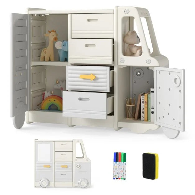 Children’s Toy Storage Organizer with Four Pull-Out Drawers