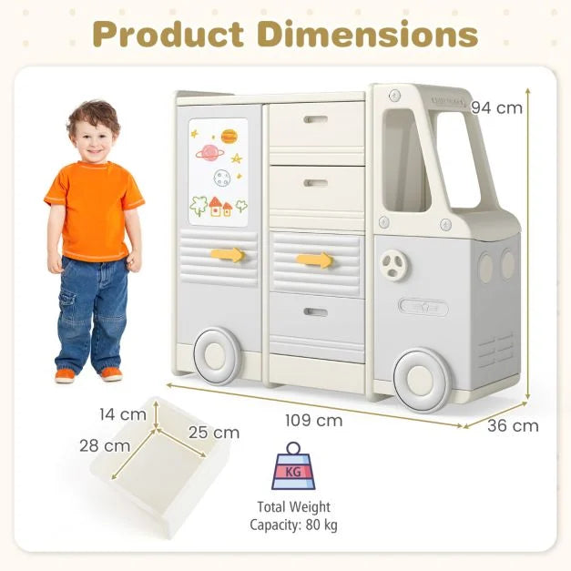 Children’s Toy Storage Organizer with Four Pull-Out Drawers