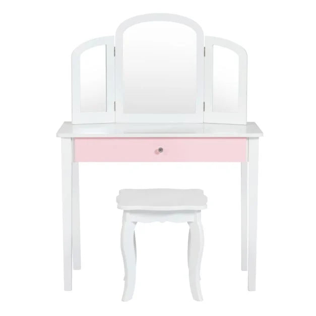 Kids Vanity Table & Stool Set – Princess Makeup Dressing Table