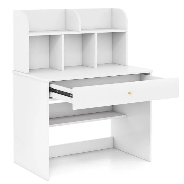 Kids Wooden Study Desk with Drawer and Storage Shelf for Organization