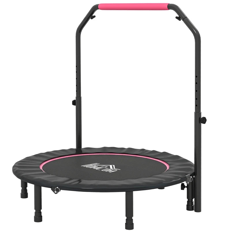 Pink Mini Trampoline – 45" Foldable Fitness Rebounder with Handle