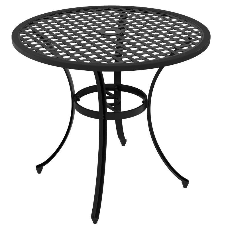 Round Aluminium Outdoor Table with 50mm Parasol Hole, Durable & Weather-Resistant