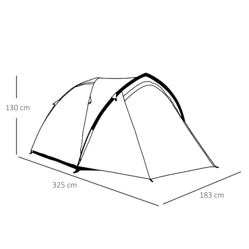 Green Dome Tent for Family Camping – 3-4 Person with Windows