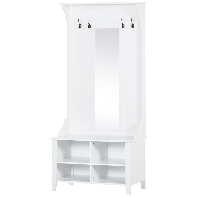 Shoe Storage Bench & Hallway Set with Mirror, Cabinet & Hooks