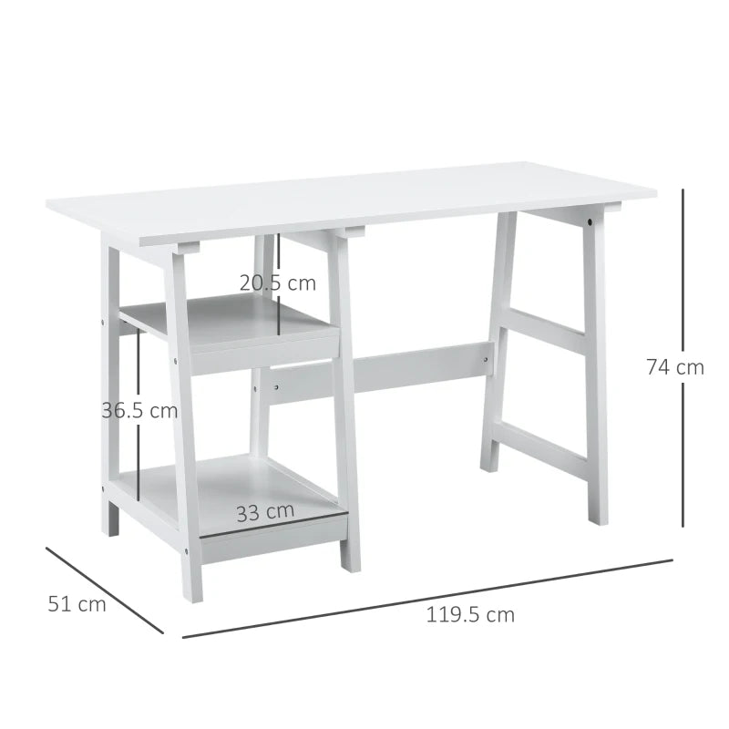 White PC Workstation Desk with Storage
