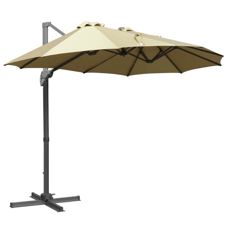 Khaki Garden Umbrella with Crank Handle and 360° Rotating Base – 4.5m Rectangular
