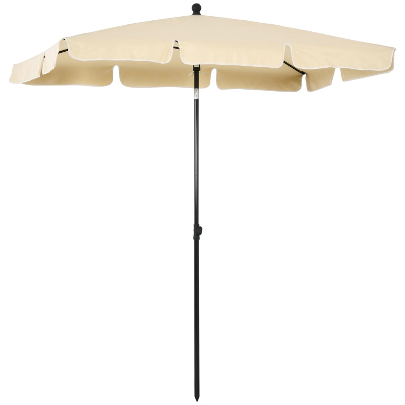 Garden parasol umbrella with ruffles, aluminium pole, tilting rectangular sun shade 2x1.3m