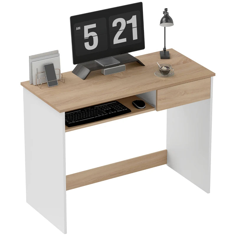 Compact Computer Desk with Drawer & Keyboard Tray