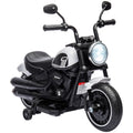 Electric Motorbike for Kids 6V with Training Wheels and Simple One-Button Start – White