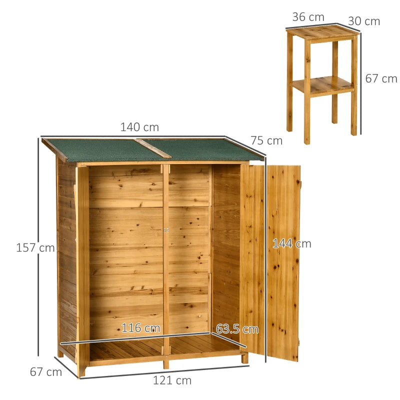 Natural Fir Wood Garden Shed with Asphalt Roof – Sturdy Outdoor Storage, 139 x 75 cm