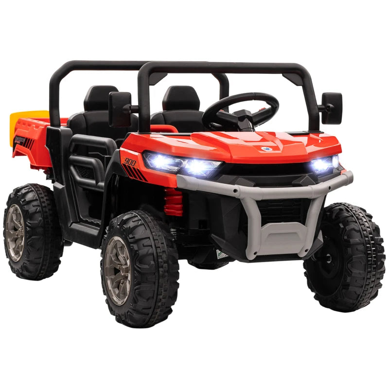Electric 12V Kids Ride-On Car, 2 Seats, Remote Control & Bucket – Safe and Fun, Red