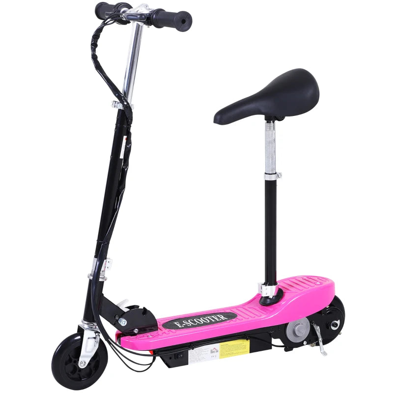 Pink 12V Electric Scooter for Kids with 120W Motor, Foldable Frame, Brake & Kickstand