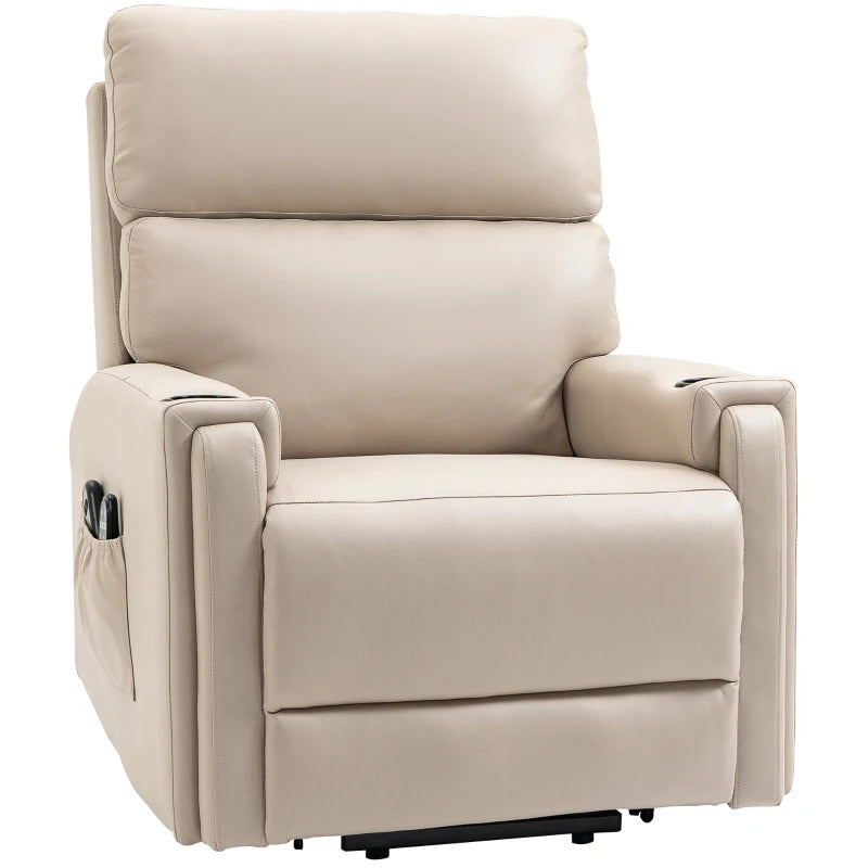 Electric Recliner & Riser Chair, w/ Massage & Heat, Beige Finish