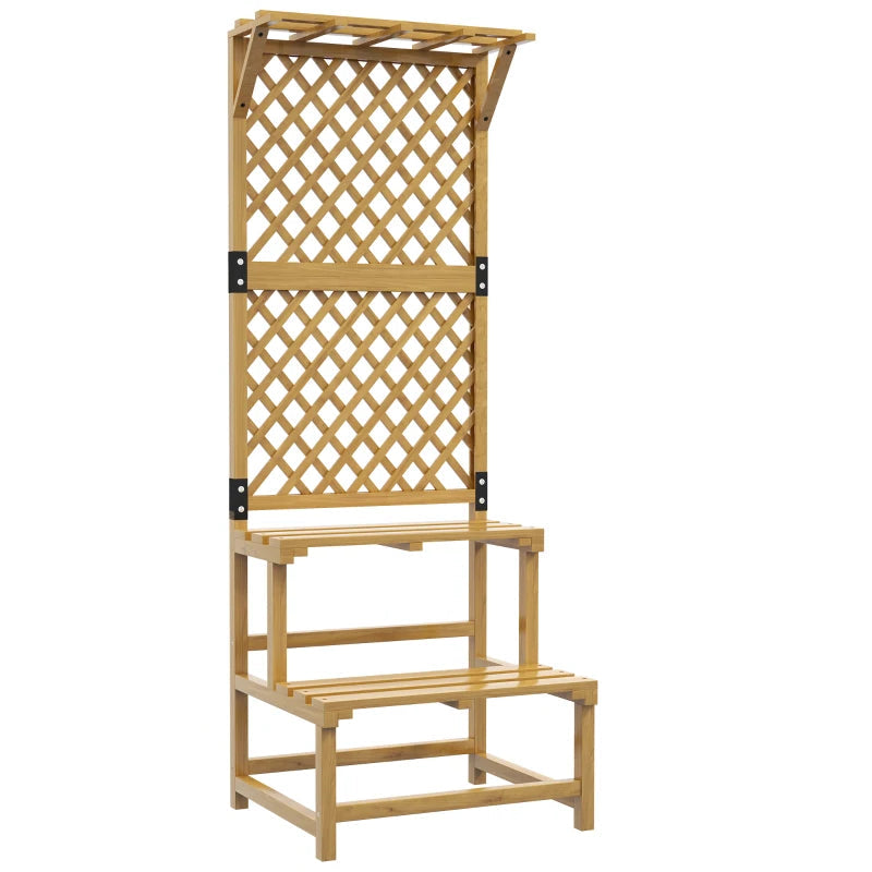 Natural Wood Plant Stand with Trellis, Perfect for Supporting Climbing Vines