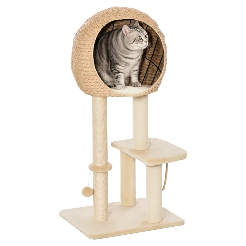 Kitten Climbing Tower with Hanging Toys & Cushion