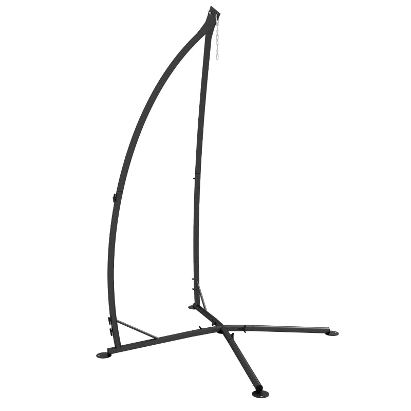 Black Metal Hammock Chair Stand with Chain – Durable Frame for Indoor & Outdoor Use