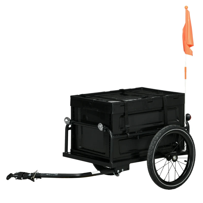 Black 65L Steel Frame Bike Trailer Storage Box
