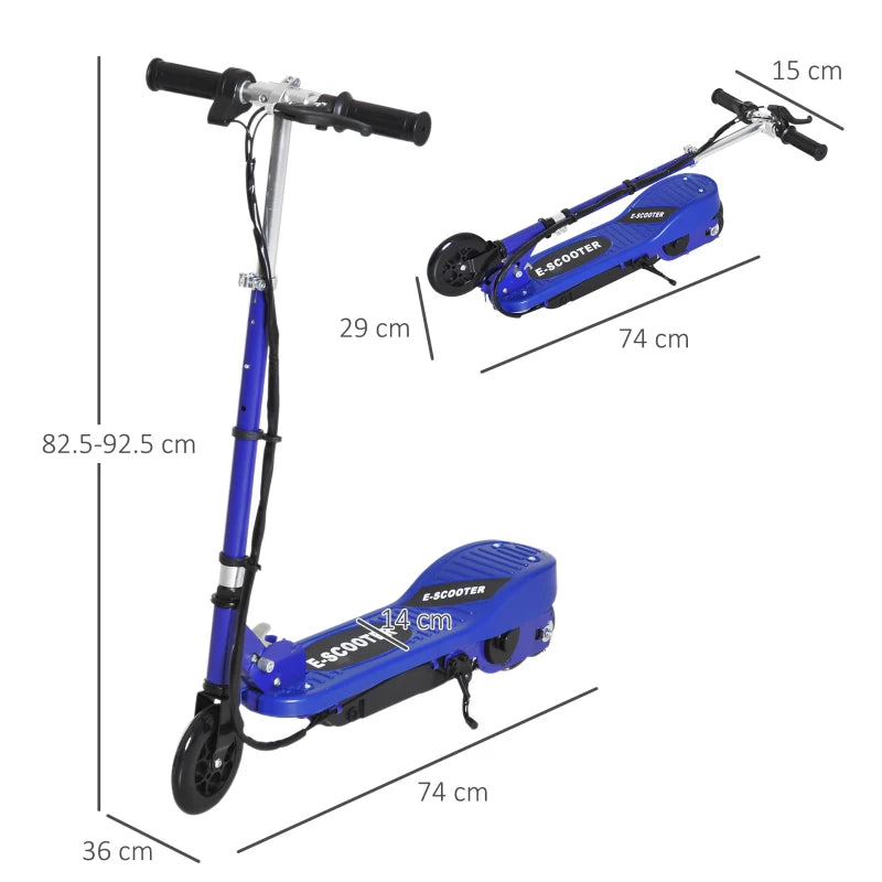 Folding Kids Electric Scooter Ride-On for Ages 7-14 – Safe Outdoor Fun in Blue and Black