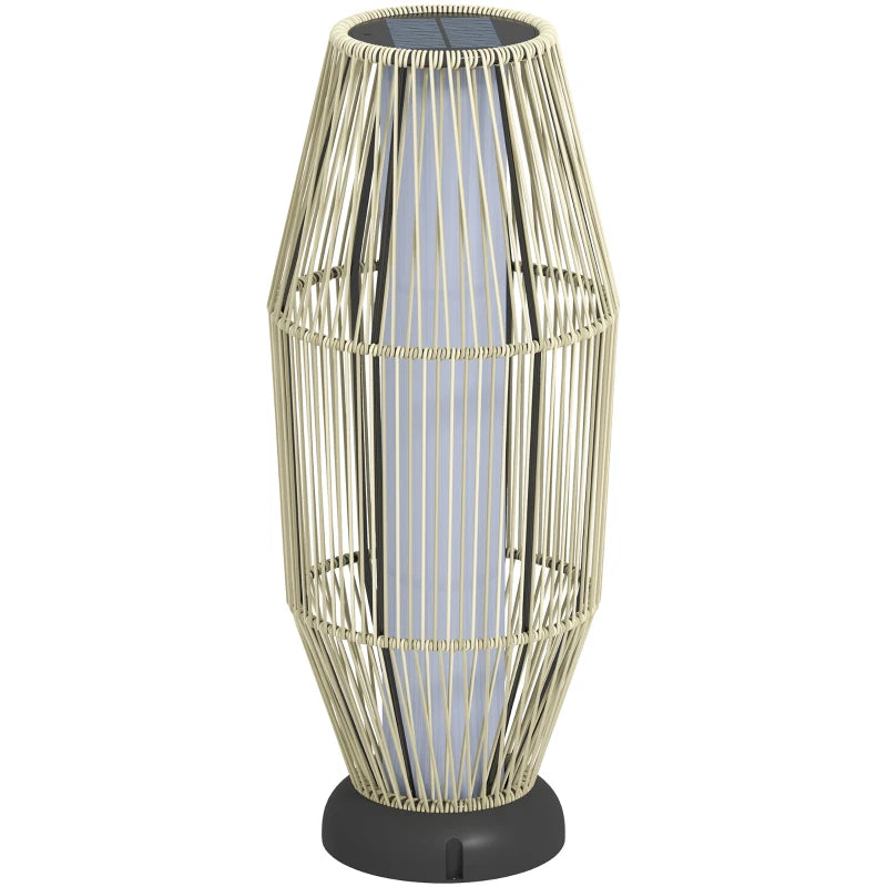 Grey Solar Rattan Floor Lamp 72cm – Waterproof Outdoor Garden Light with Auto LED