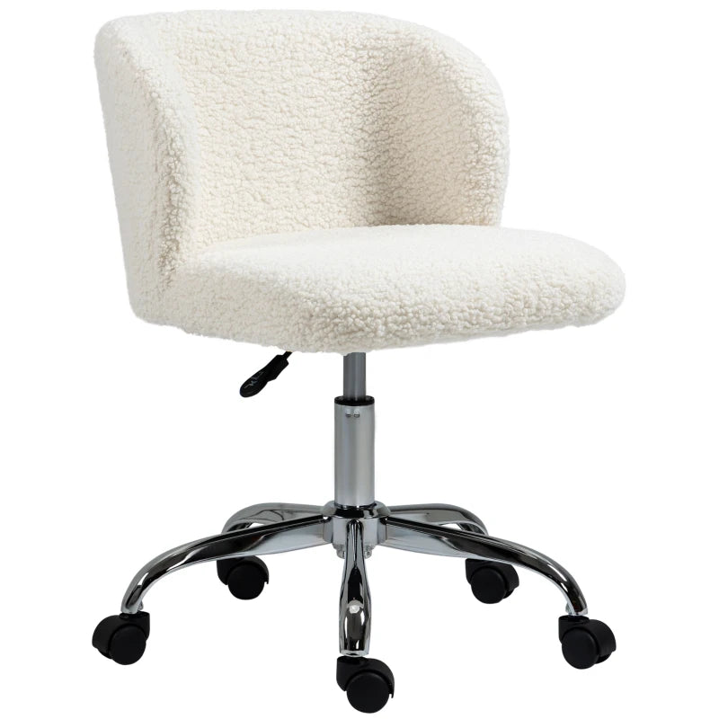 White Office Chair – Adjustable Height & Wheels