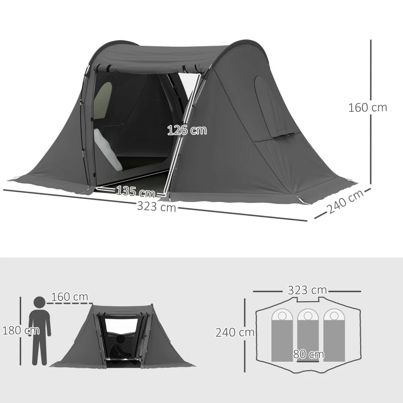 Family Dome Tent for 3 with Sewn-in Groundsheet, 3000mm Waterproof