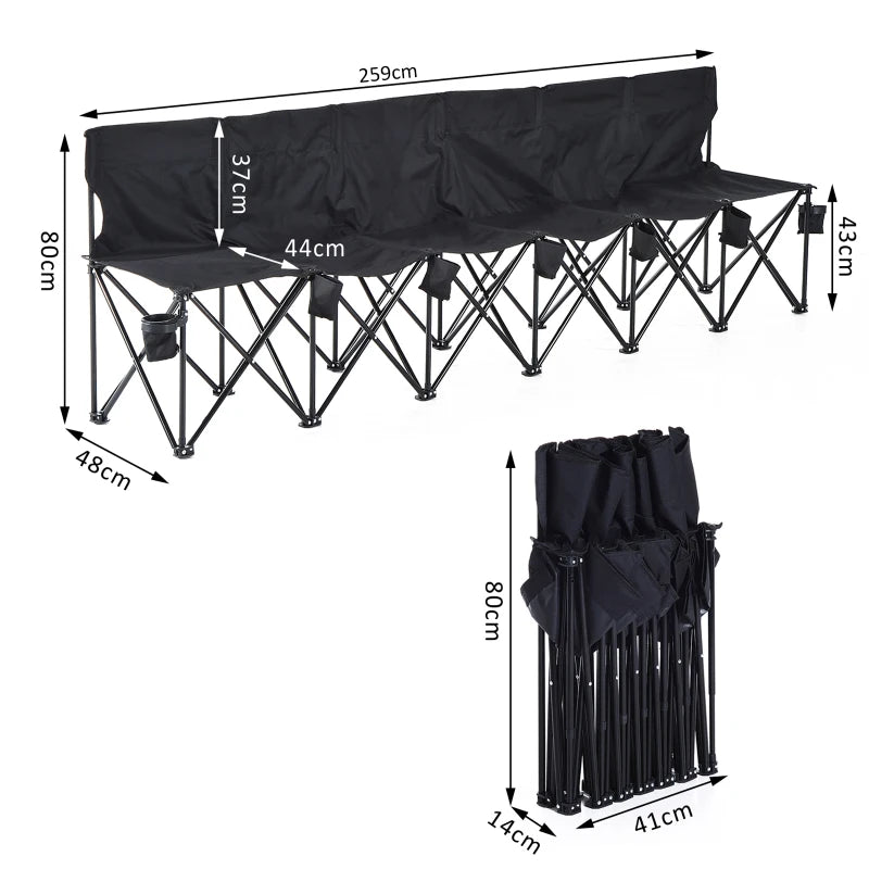 Black 6-Seater Folding Chair – Carry Bag & Cup Holder
