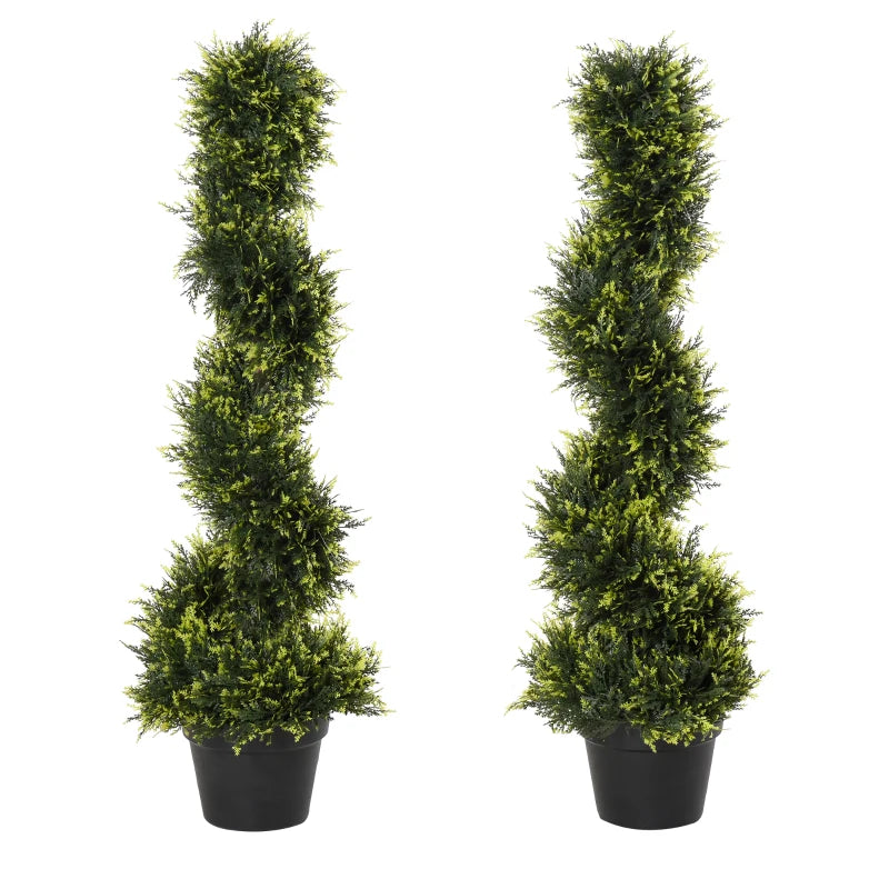 3FT Artificial Spiral Trees with Pots, Set of 2 for Home or Office