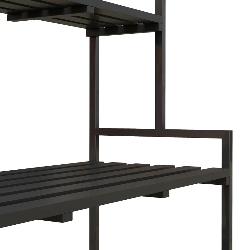 Stylish Black Plant Rack with Hanging Hooks – Tall Plant Stand, Indoor/Outdoor, 3-Tier