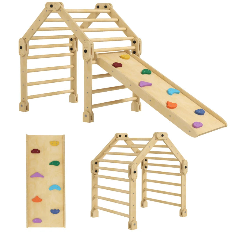 Foldable 3-in-1 Kids Climbing Set with Sliding Ramp, Ideal for Ages 2-6