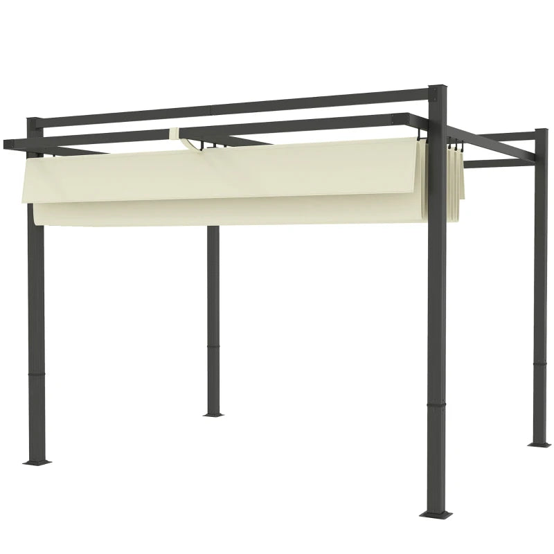 Modern Aluminium Pergola with Adjustable Roof – Perfect Outdoor Shade in Grey & Khaki, 3x3m