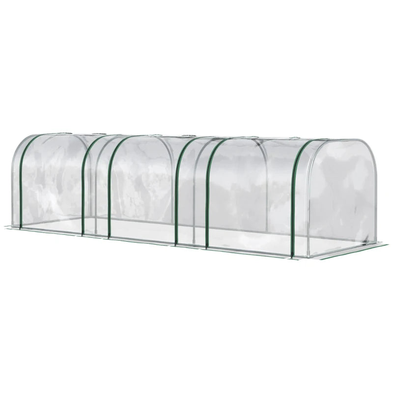 Steel Frame PVC Tunnel Greenhouse with Zipper Doors for Outdoor Garden, 295x100x80 cm