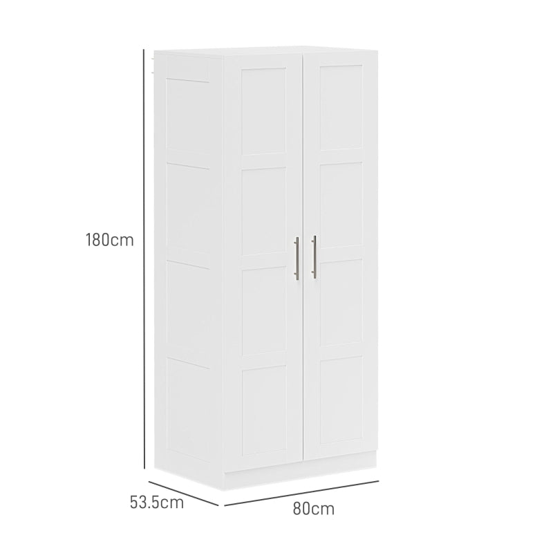 White Double Paneled Door Wardrobe with Shelves for Organized Storage