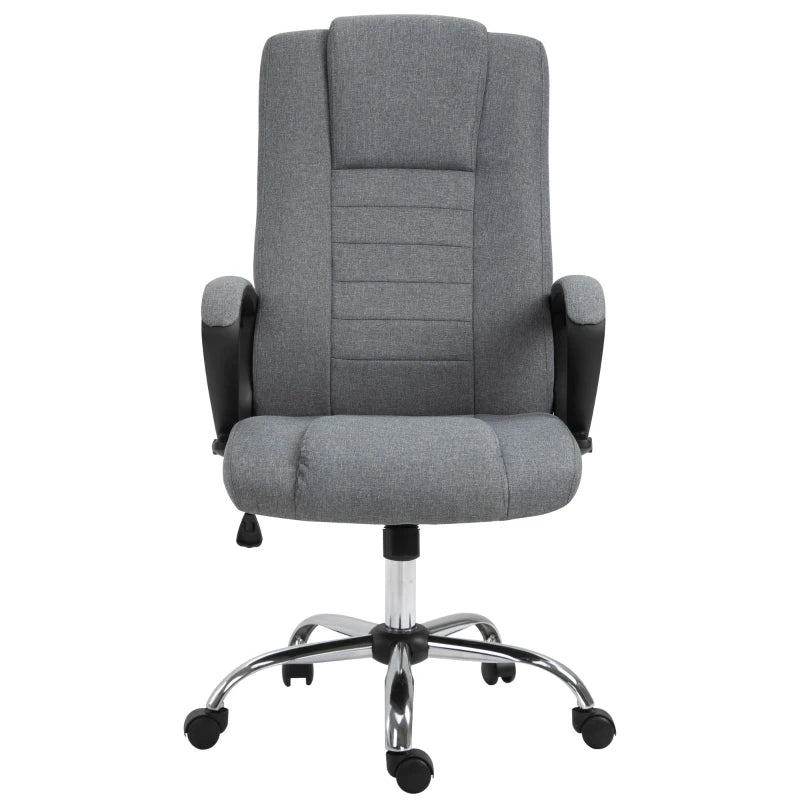 Dark Grey Linen-Look Swivel Chair by Vinsetto – Office Chair