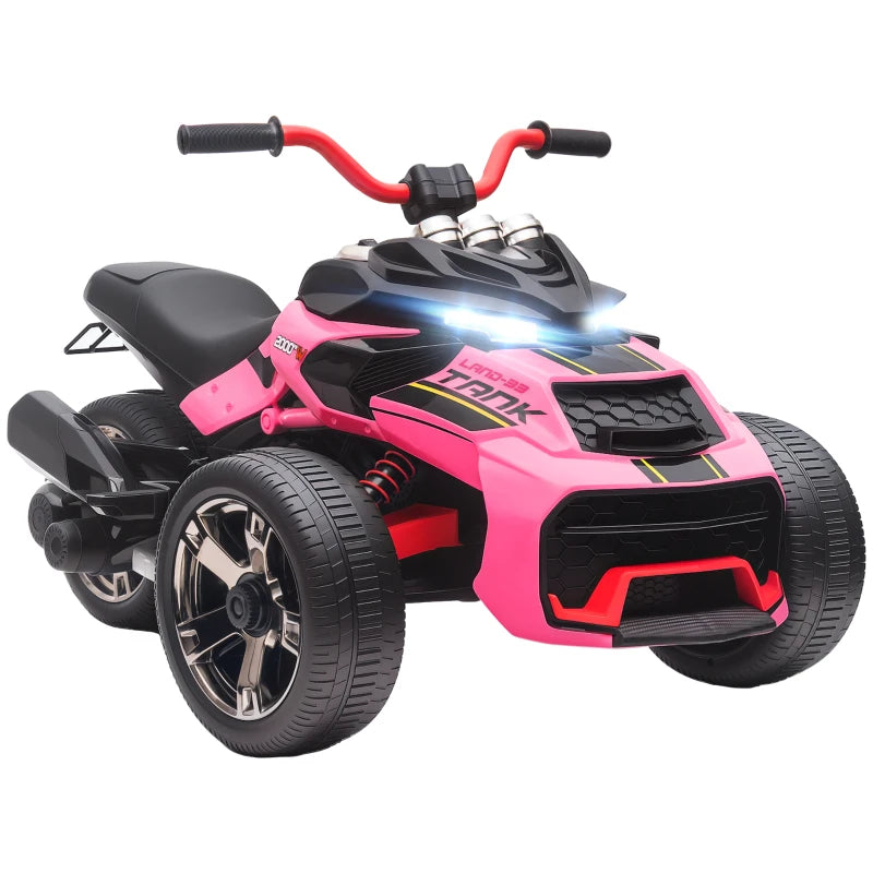 Ride-On Electric Car for Girls & Boys – 12V, 3 Wheels, MP3, LED, 2 Speeds – Pink