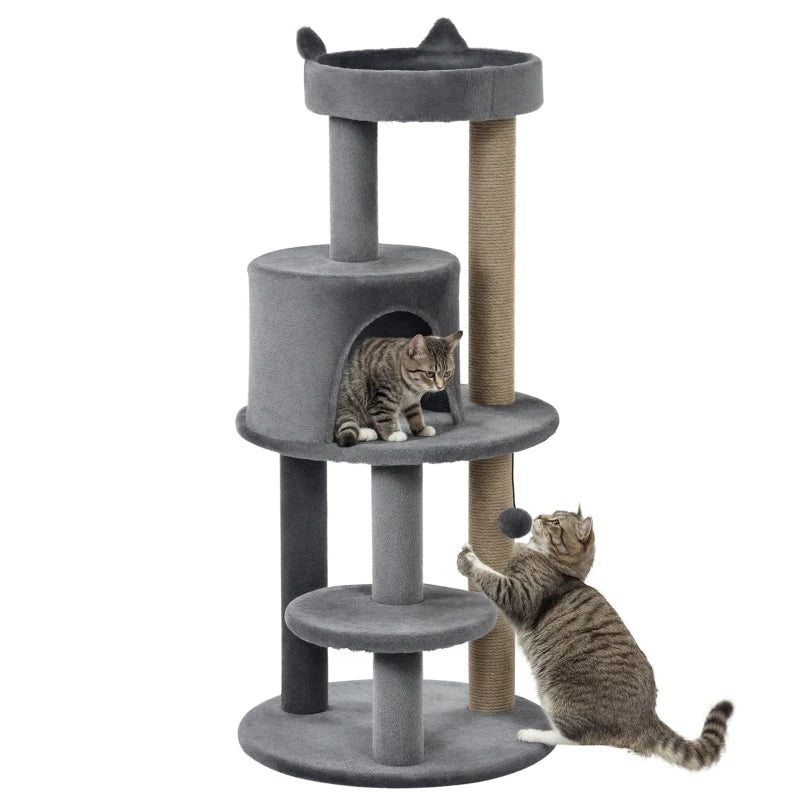 Cat Tower 104cm Grey with Activity Center & Scratching Posts
