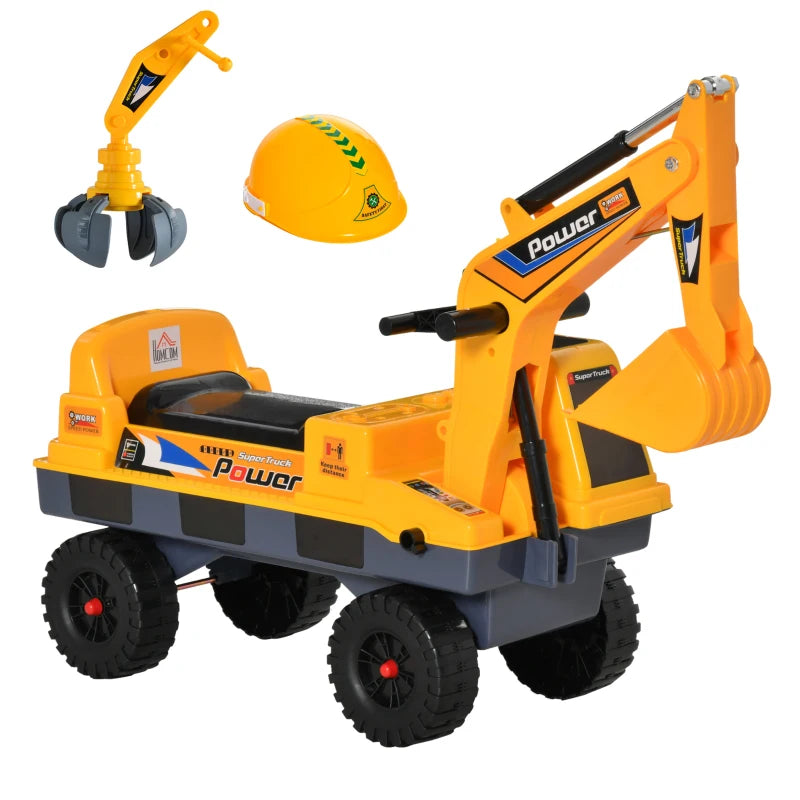 Excavator Ride-On Toy 2-in-1 with Detachable Buckets, Music & Lights for 2-3 Years