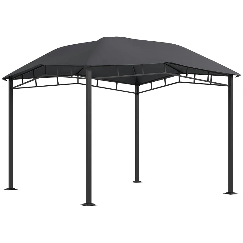 Sturdy Steel Frame Outdoor Gazebo Pavilion with Sunshade Canopy Tent, Grey 3x3m