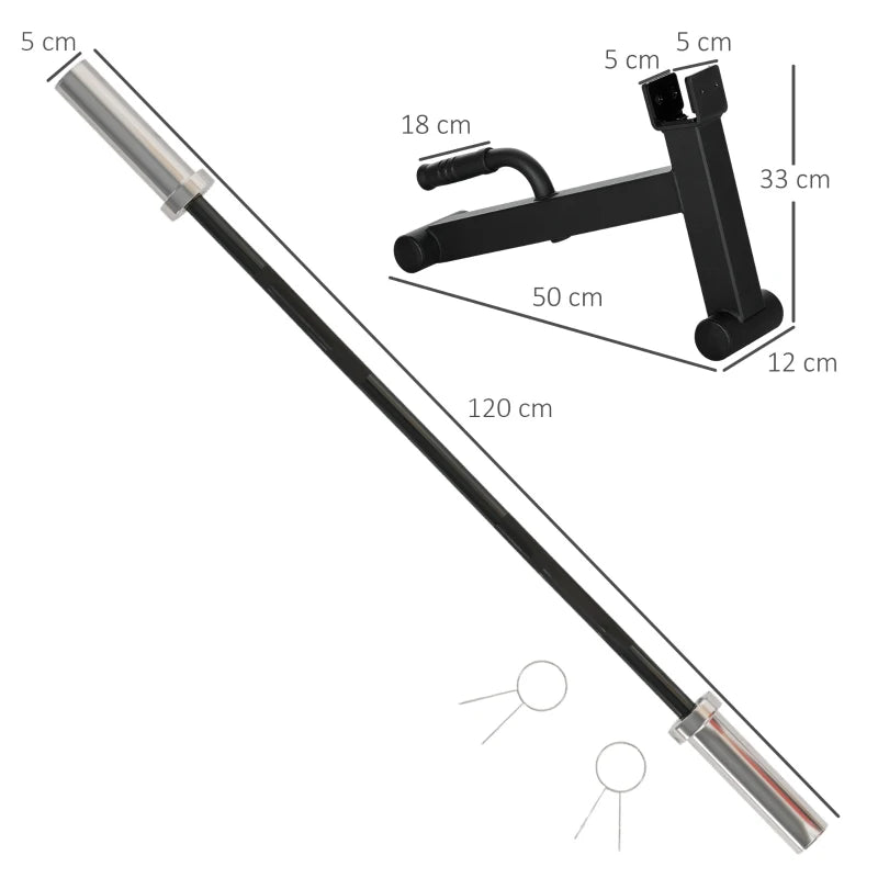 120cm Barbell Bar with Curl Bar – Fits 5cm Weight Plates