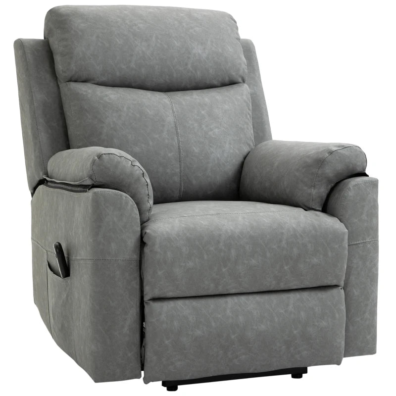 70° Electric Riser Chair – Reclining Faux Leather Armchair, Grey
