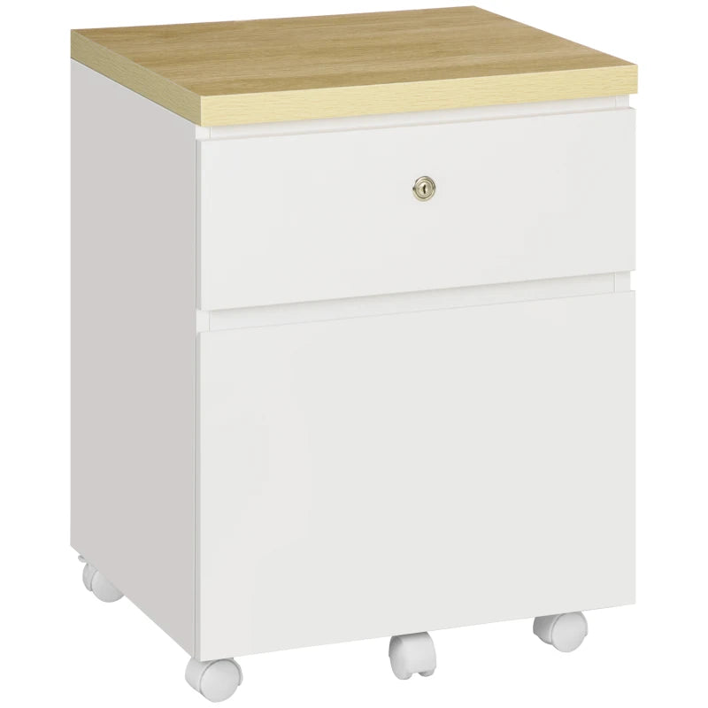 White Filing Cabinet with Wheels & Legal Size Bars