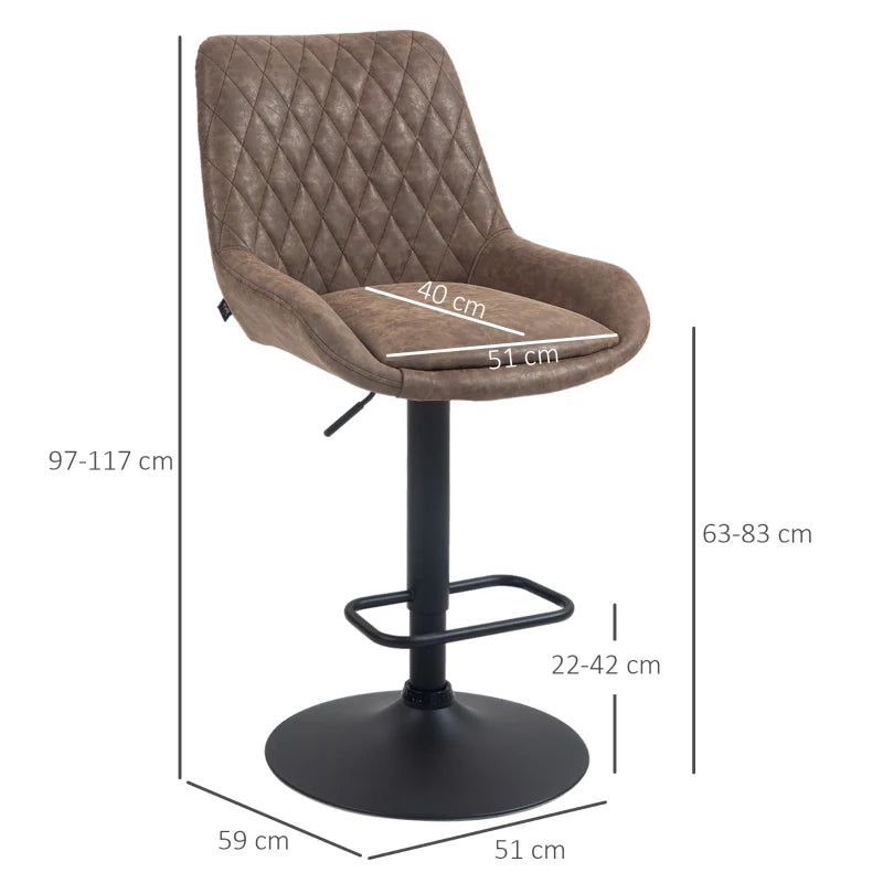 Adjustable Faux Leather Retro Bar Stools For Home Use, Brown