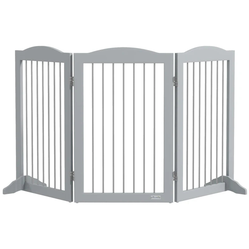 Grey Foldable Dog Gate for Hallways & Staircases