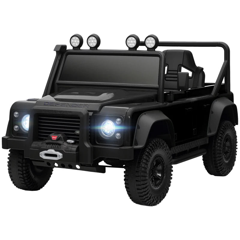 Black Kids Electric Ride-On Car with Remote Control, Music, Horn, LED Lights & Spring Suspension