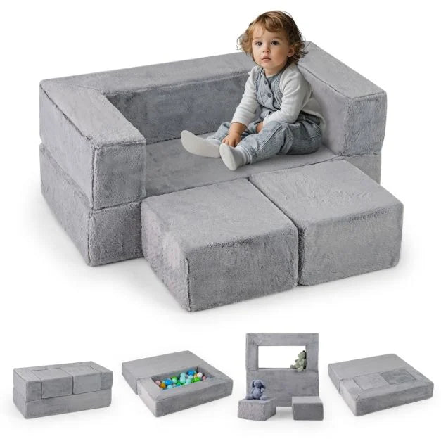 Kids Fold-Out Sofa with Armrests – Modular Couch for Children